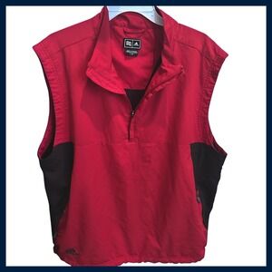 Adidas Golf Vest Men's Size L Red Black Climaproof Windbreaker Sleeveless